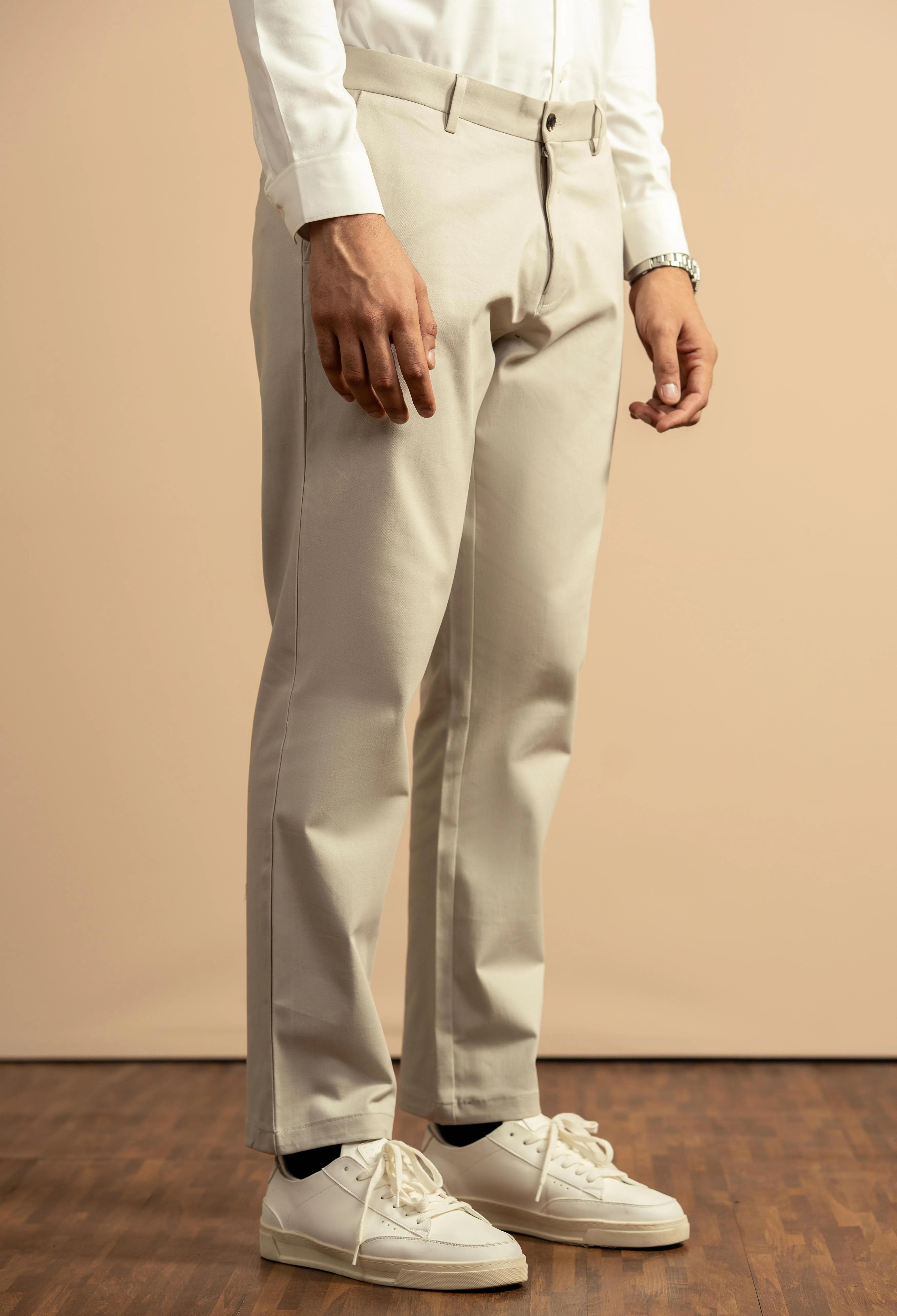 Sand Grey Cotton Trouser - Image 2