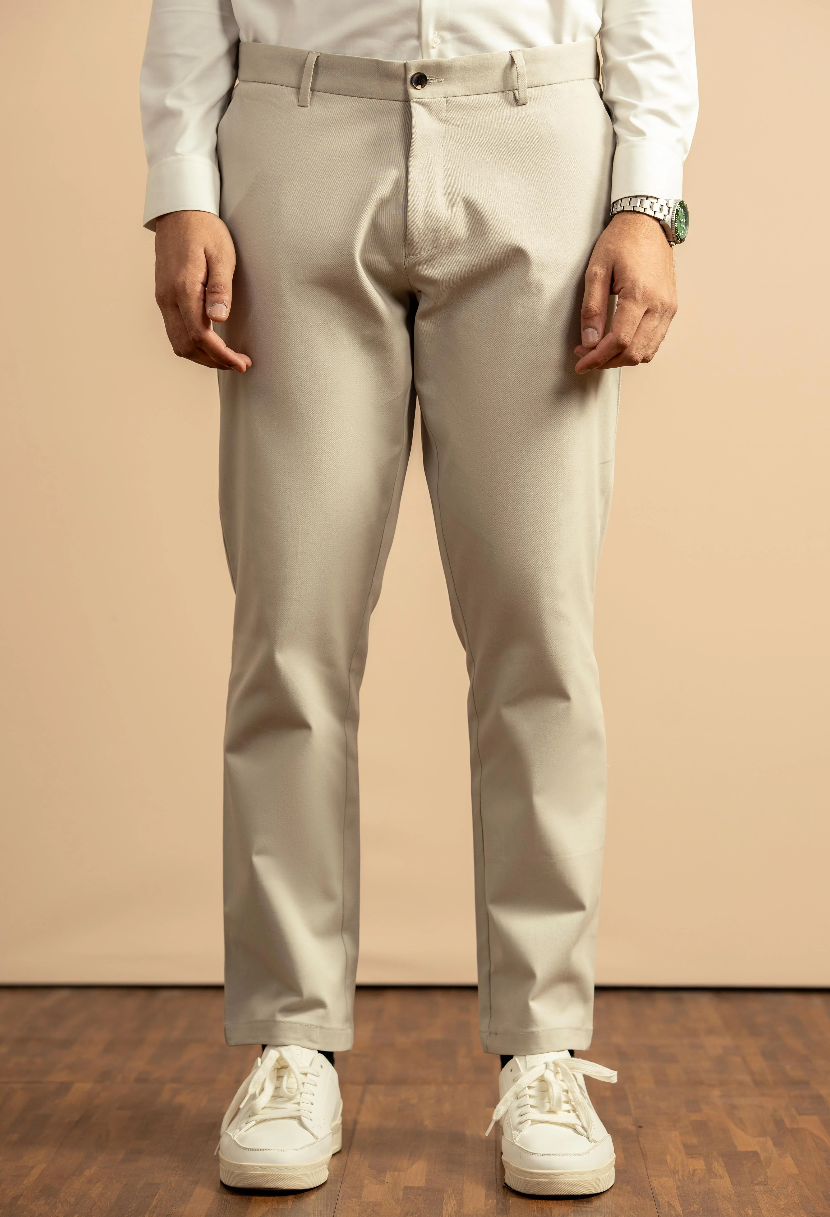 Sand Grey Cotton Trouser - Image 4