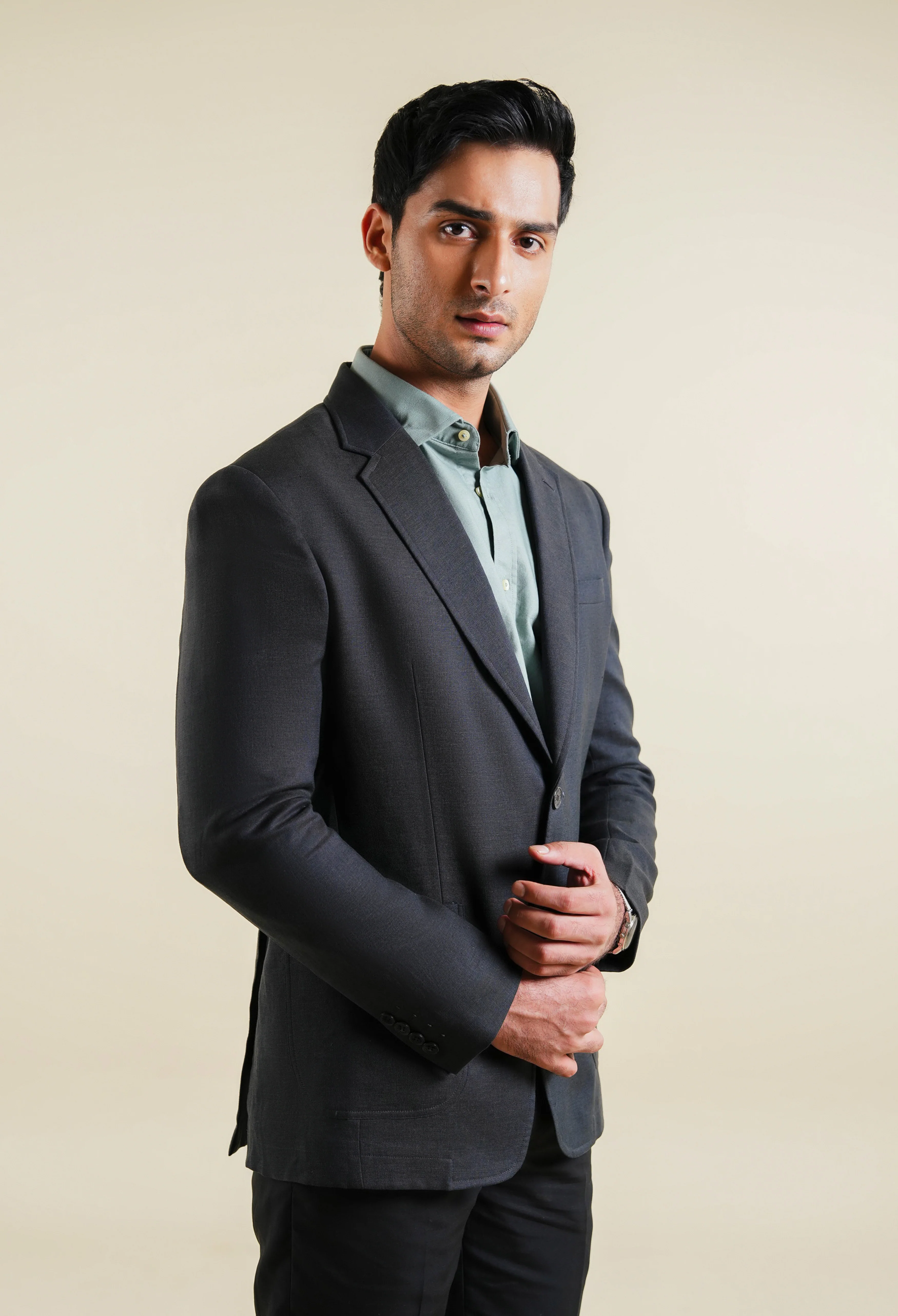 Shadow Grey Linen Jacket - Image 5