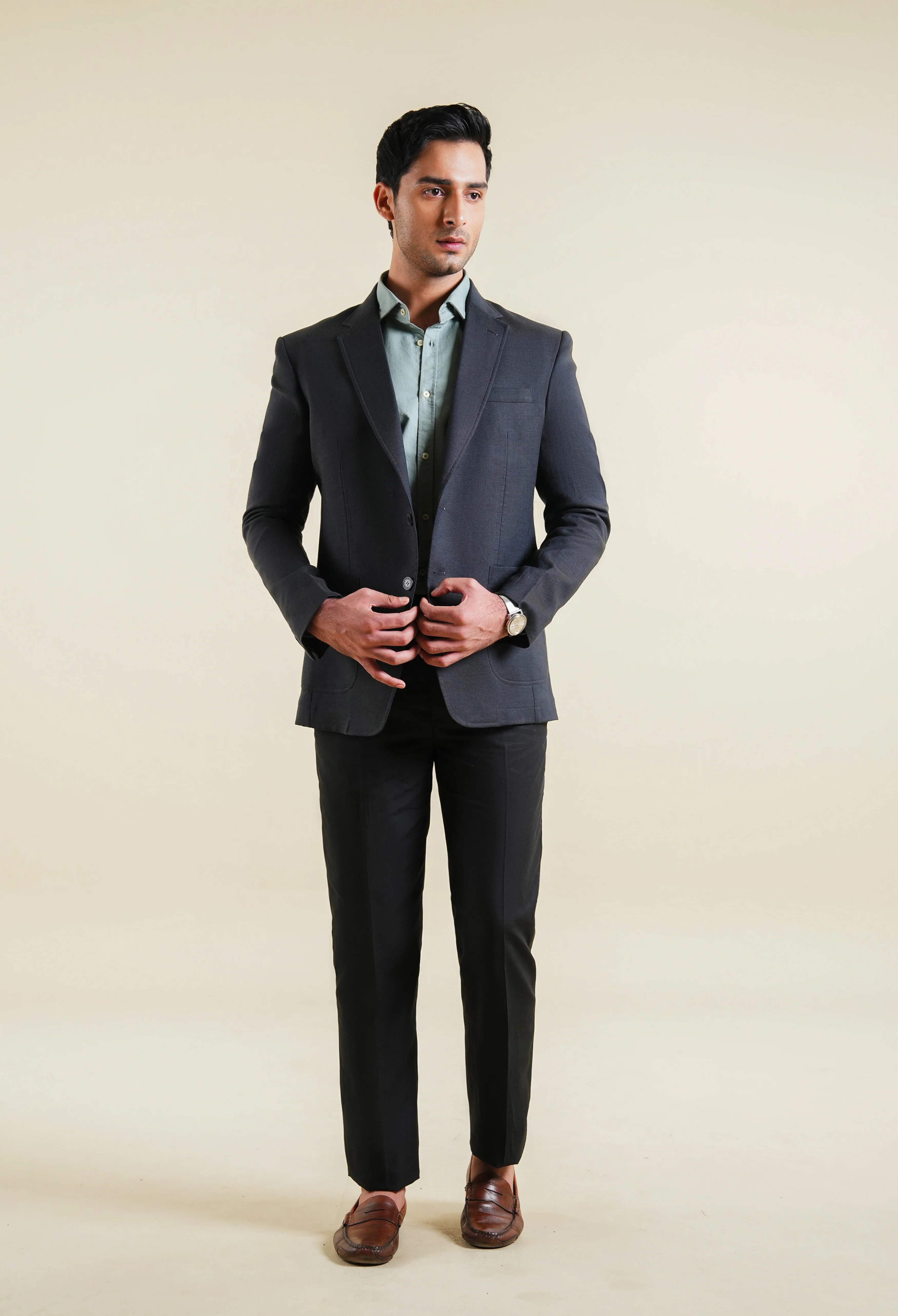 Shadow Grey Linen Jacket - Image 6