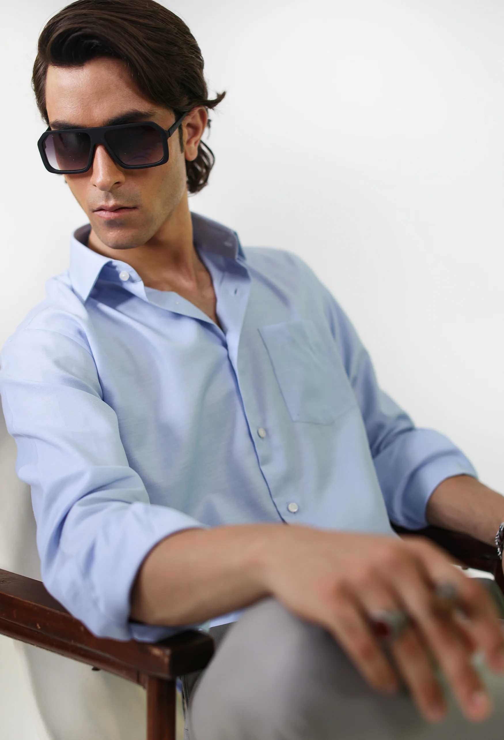 Sky Blue Cotton Formal Shirt - Image 2