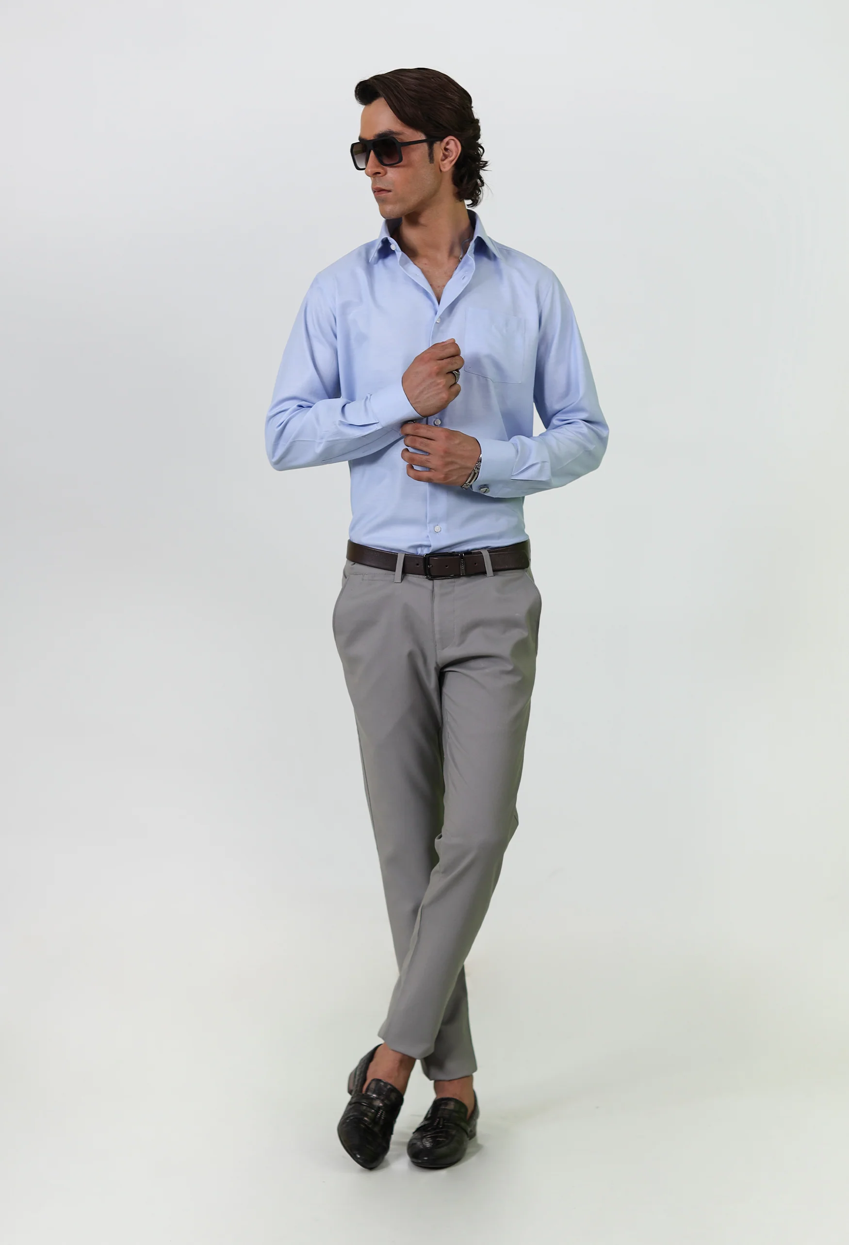 Sky Blue Cotton Formal Shirt - Image 3