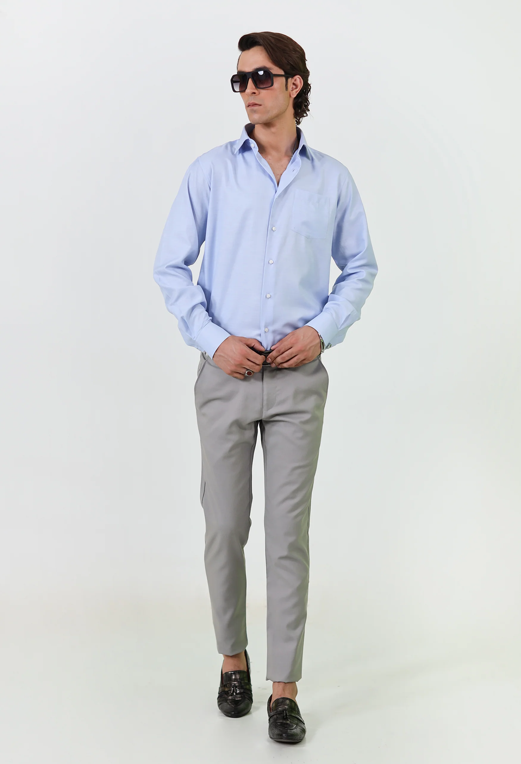 Sky Blue Cotton Formal Shirt - Image 4