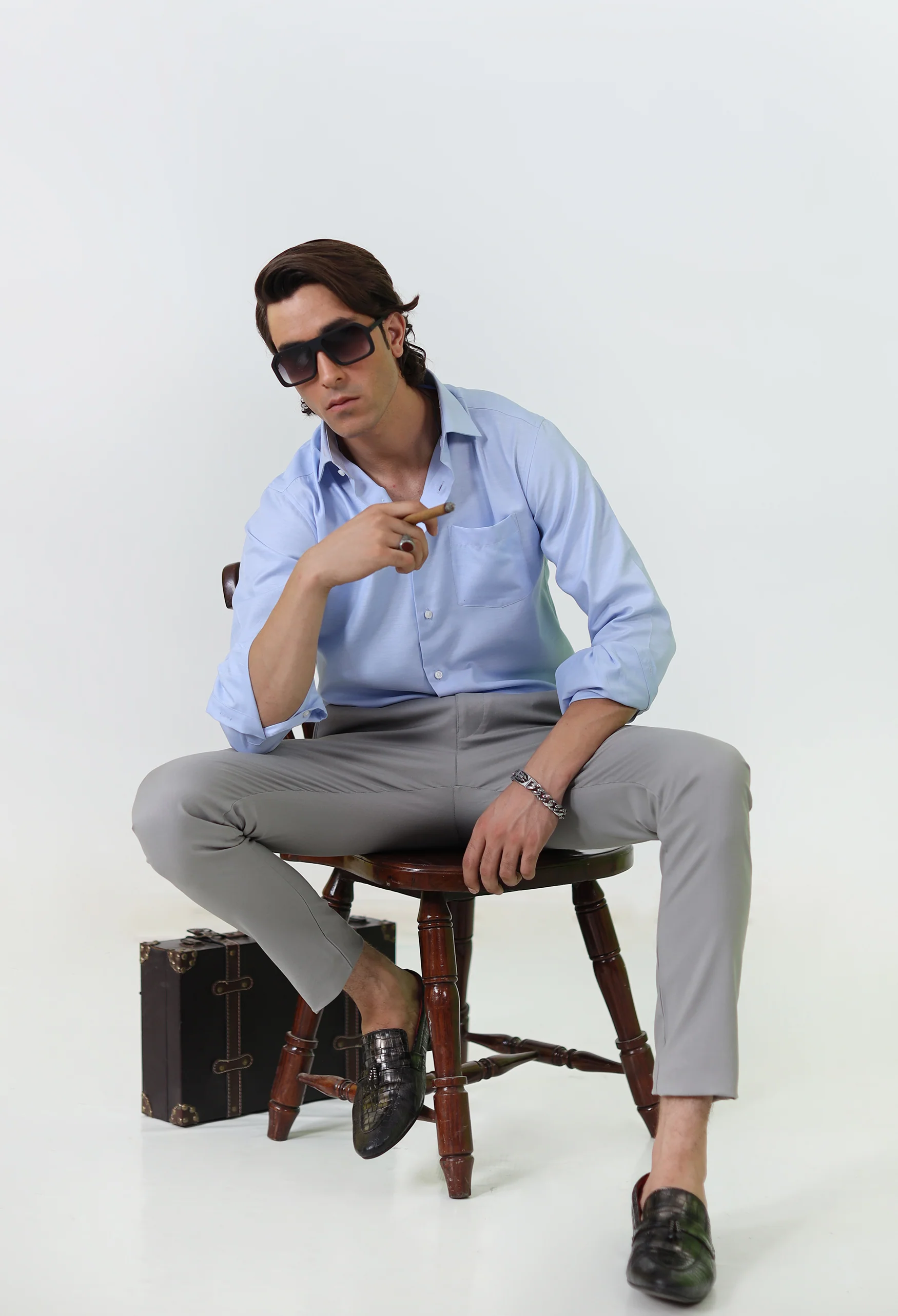 Sky Blue Cotton Formal Shirt - Image 5