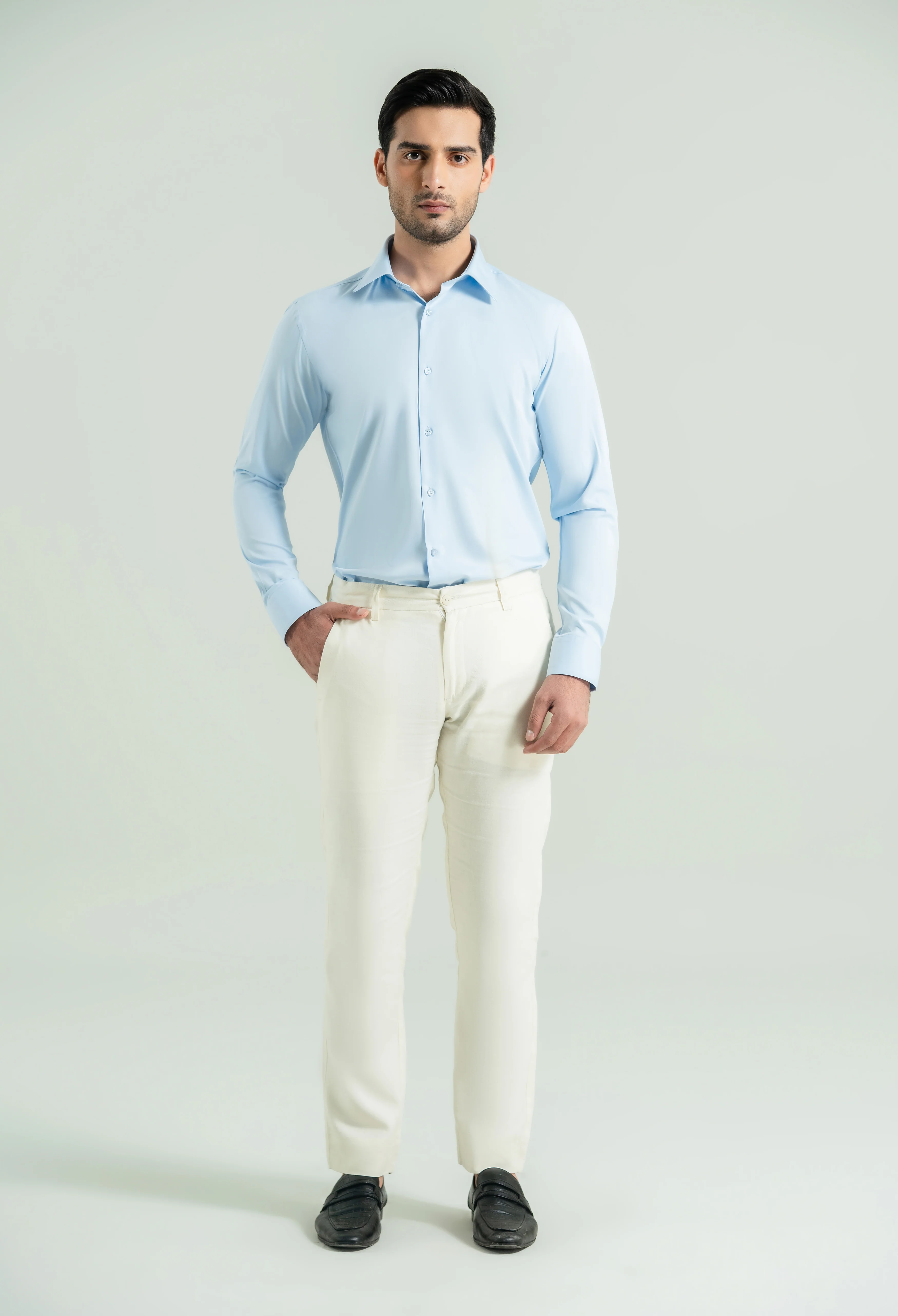 Sky Blue Semi Formal Shirt - Image 3
