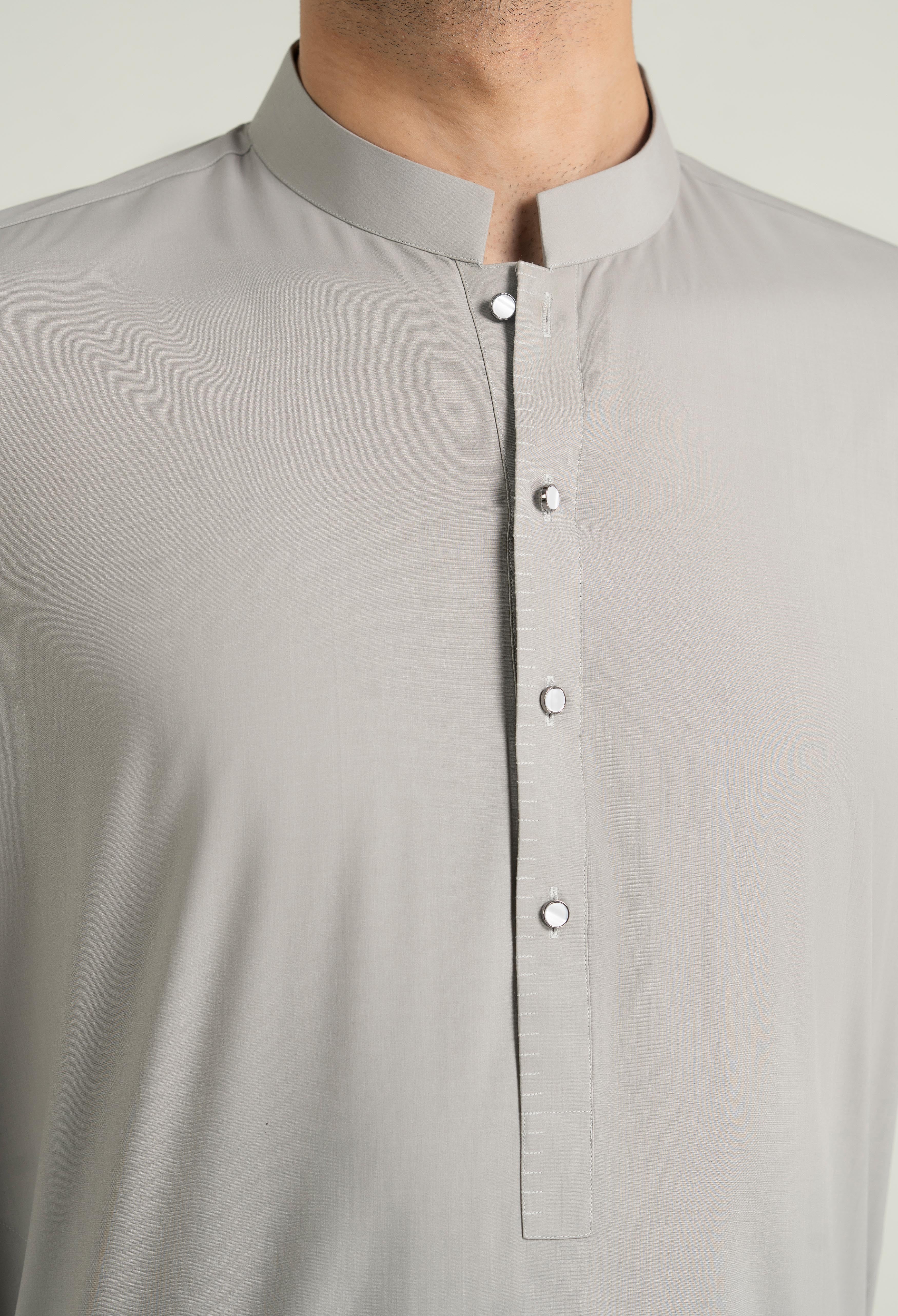 Slate Grey Blended Kameez Shalwar - Image 2