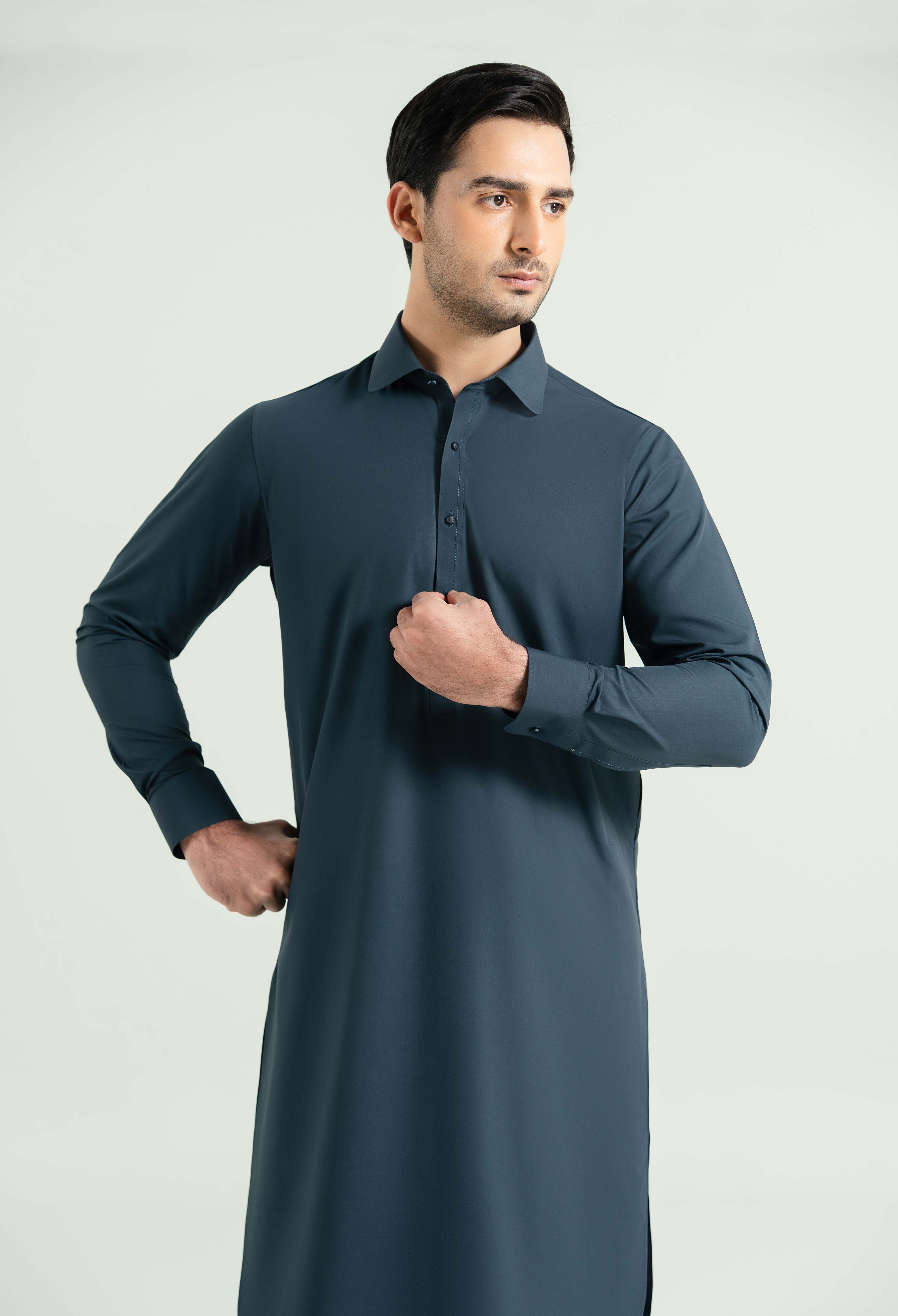 Space Blue Detailing Kameez Shalwar - Image 2