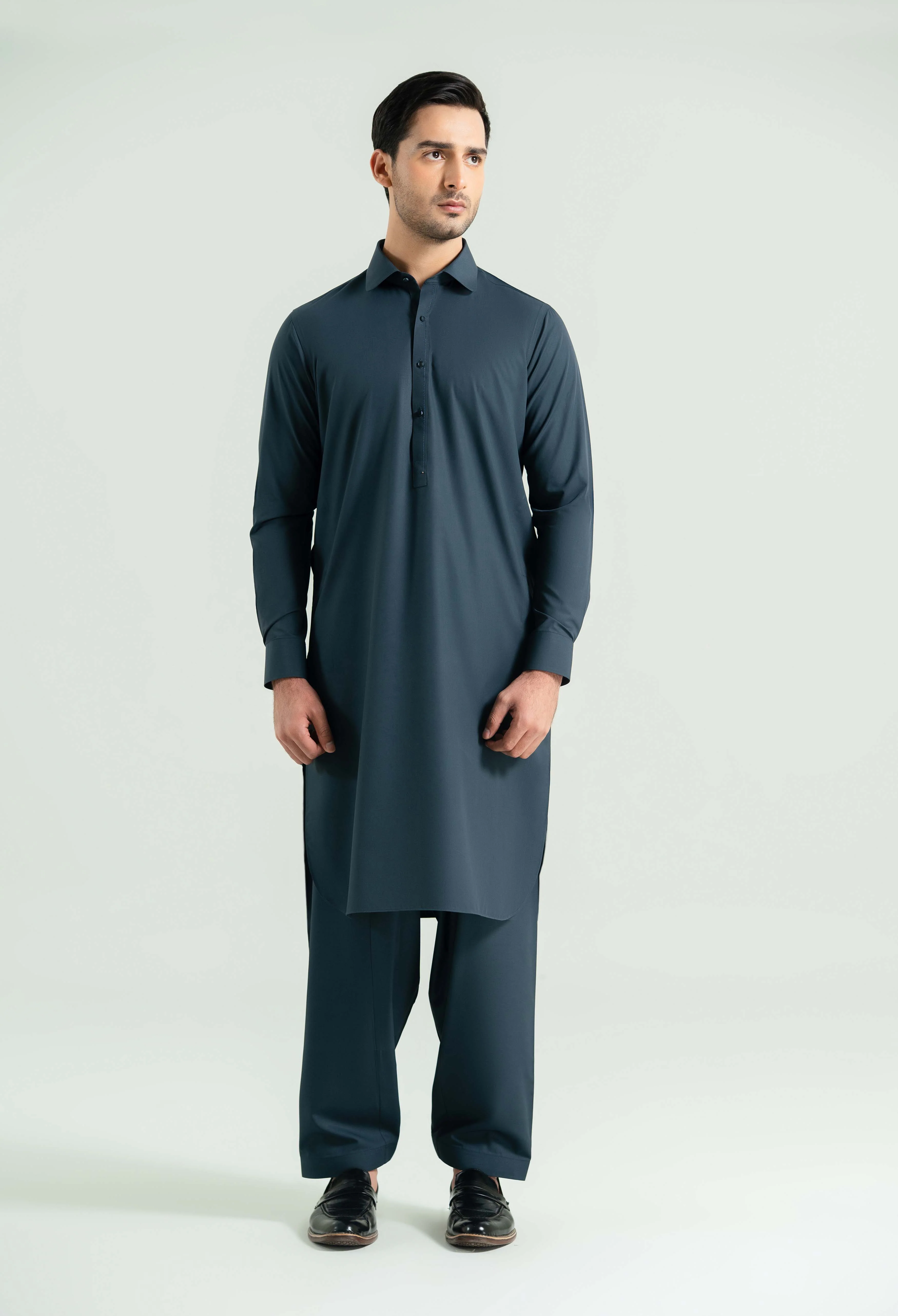 Space Blue Detailing Kameez Shalwar - Image 6