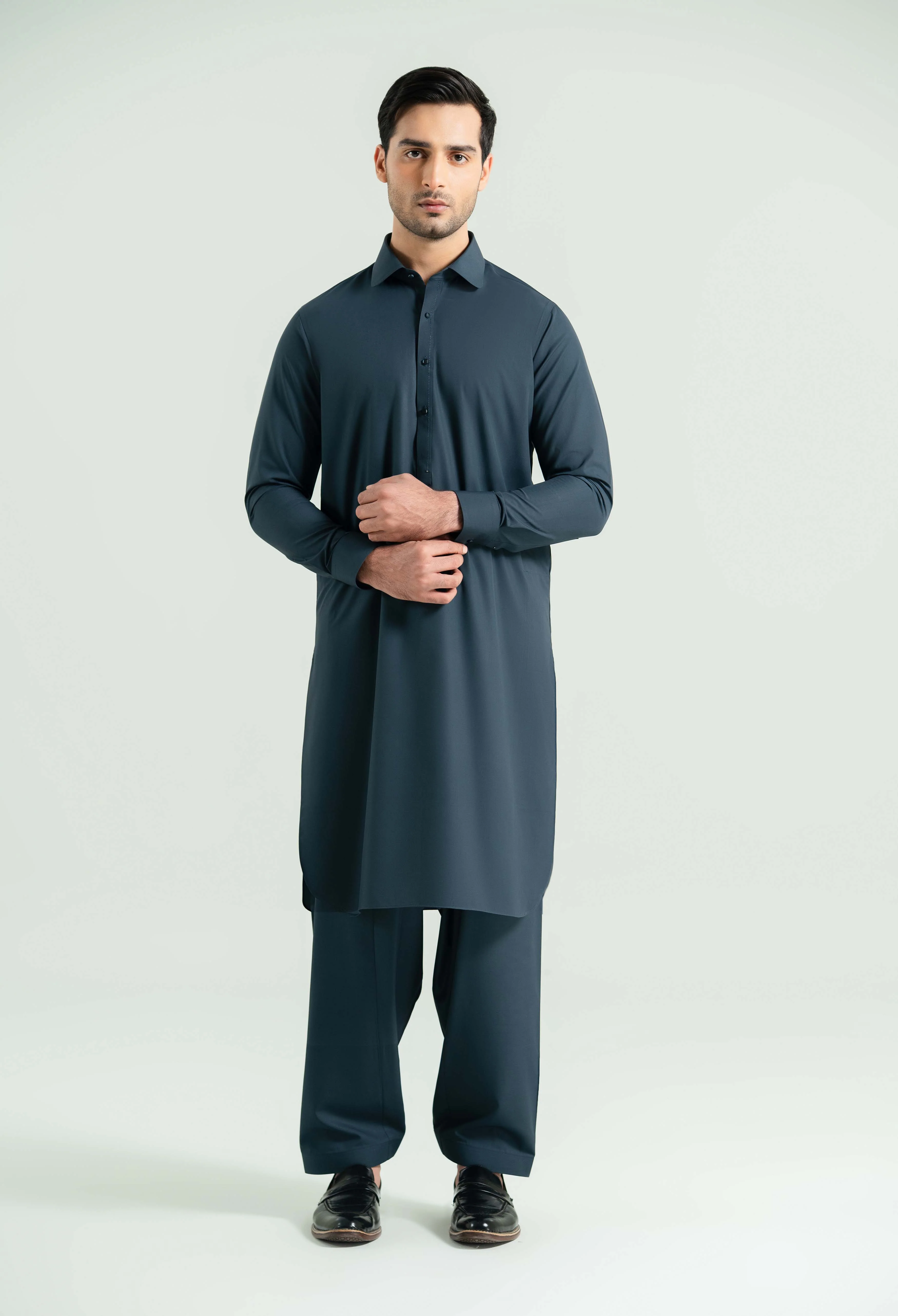 Space Blue Detailing Kameez Shalwar - Image 7