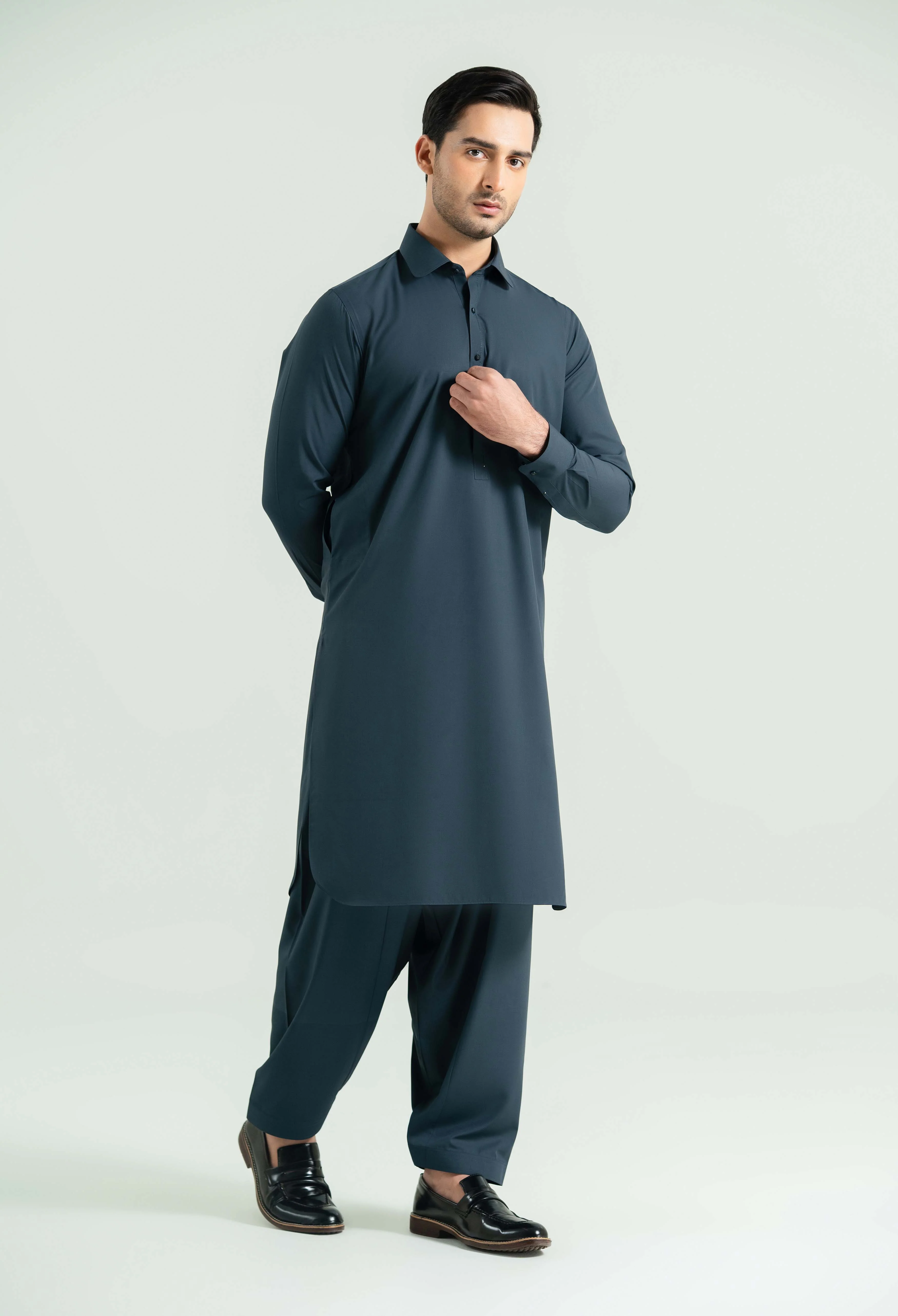 Space Blue Detailing Kameez Shalwar - Image 8