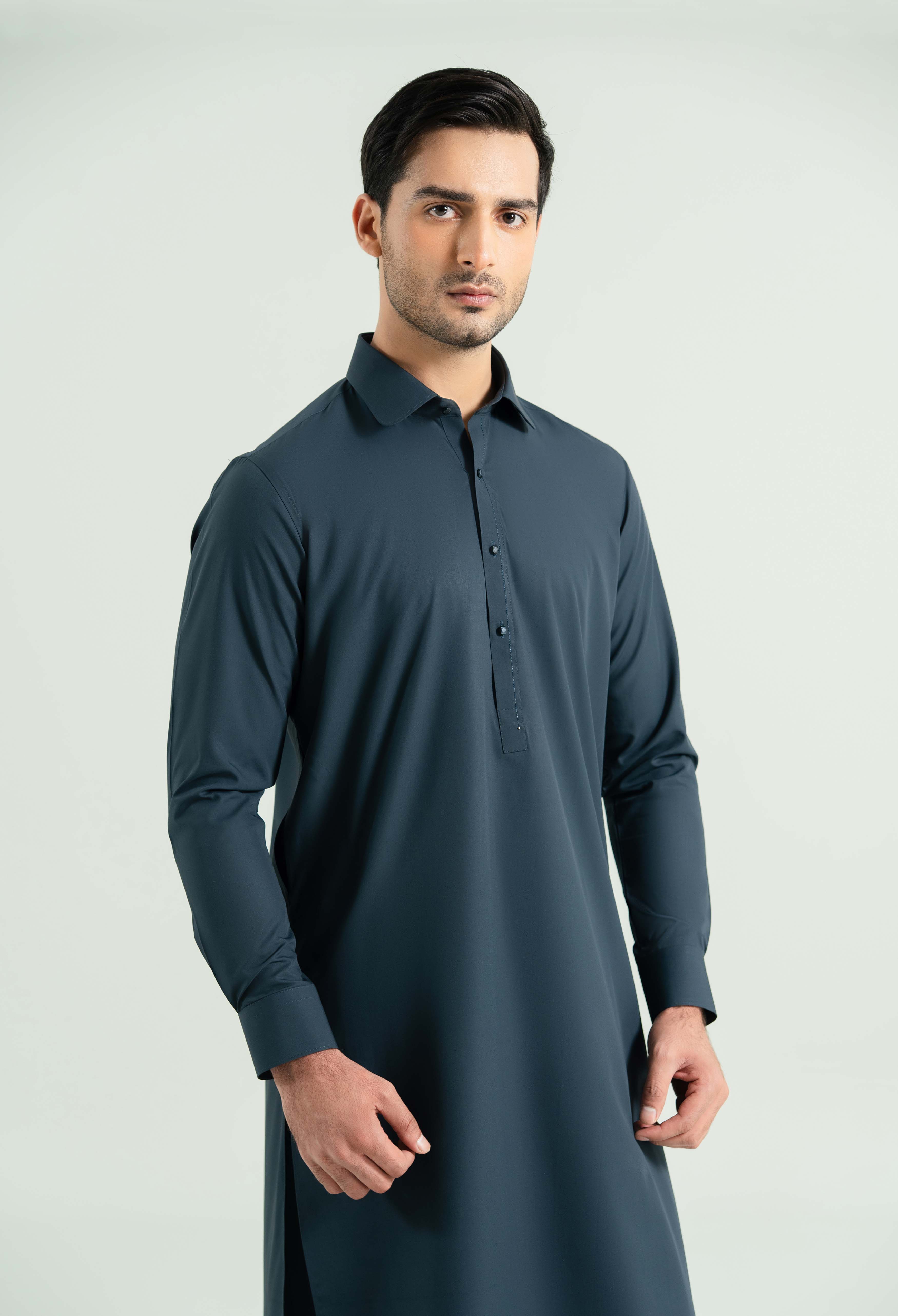 Space Blue Detailing Kameez Shalwar - Image 9