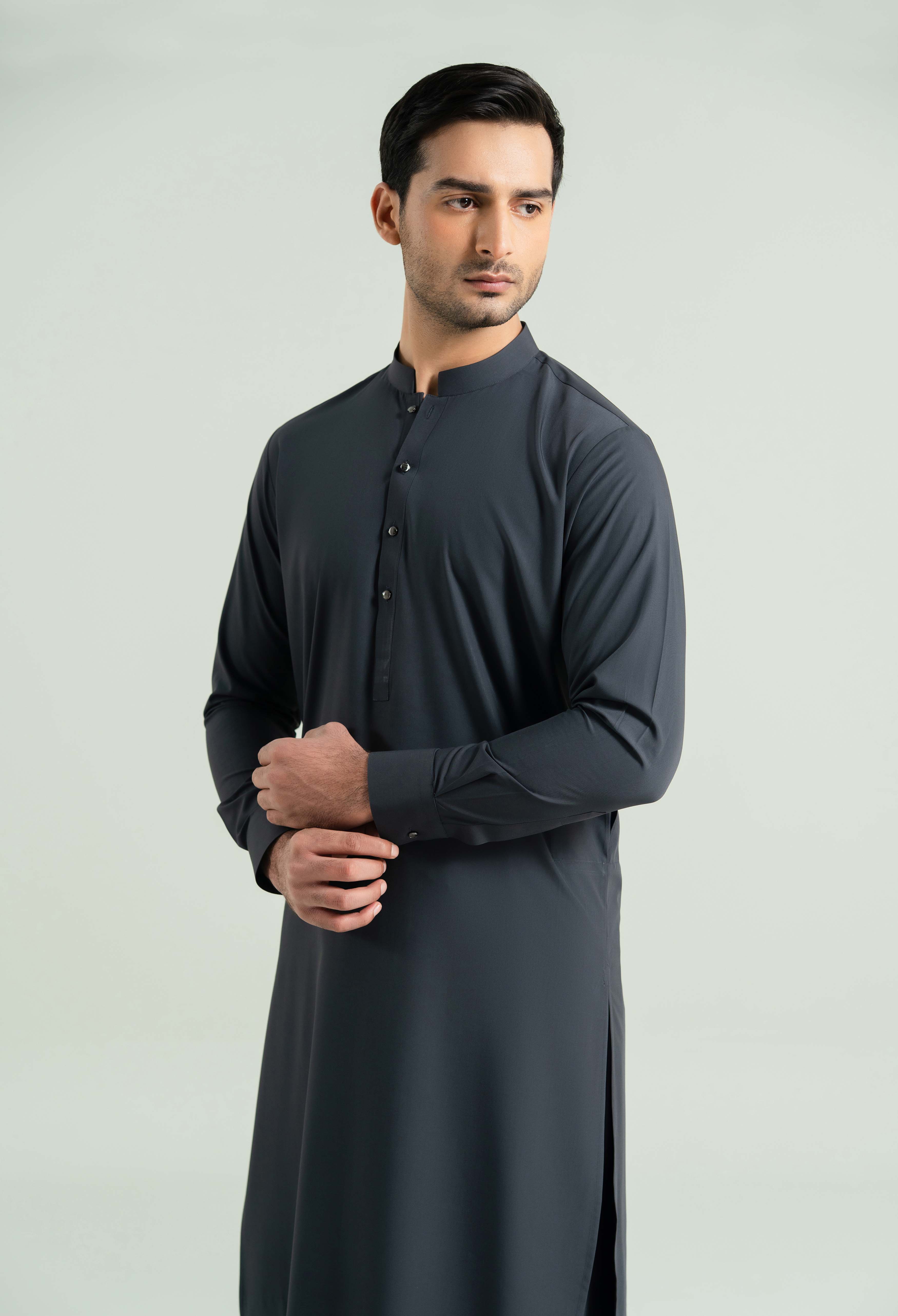 Space Grey Detailing Kameez Shalwar - Image 5
