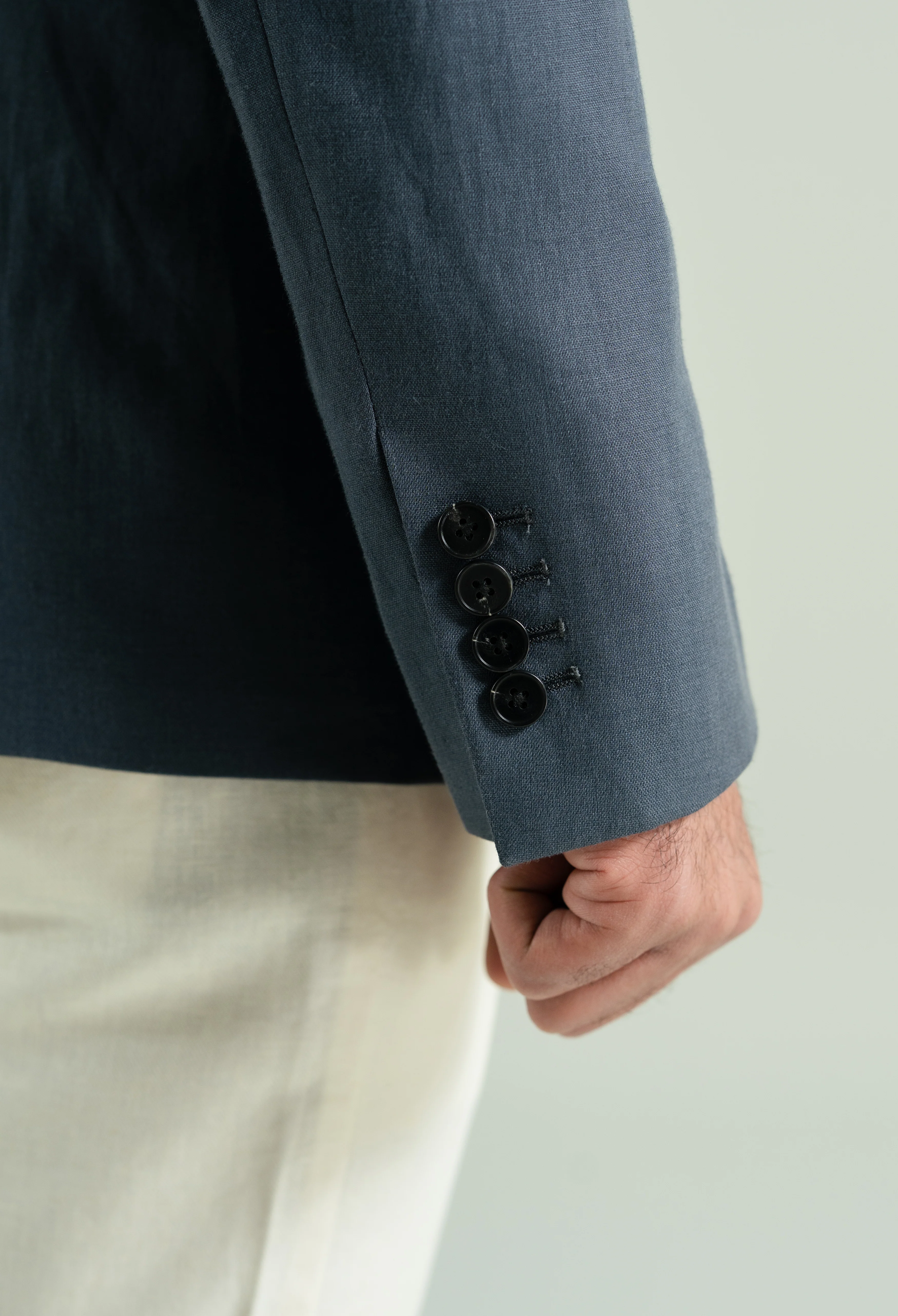 Space Grey Linen Twill Blazer - Image 3
