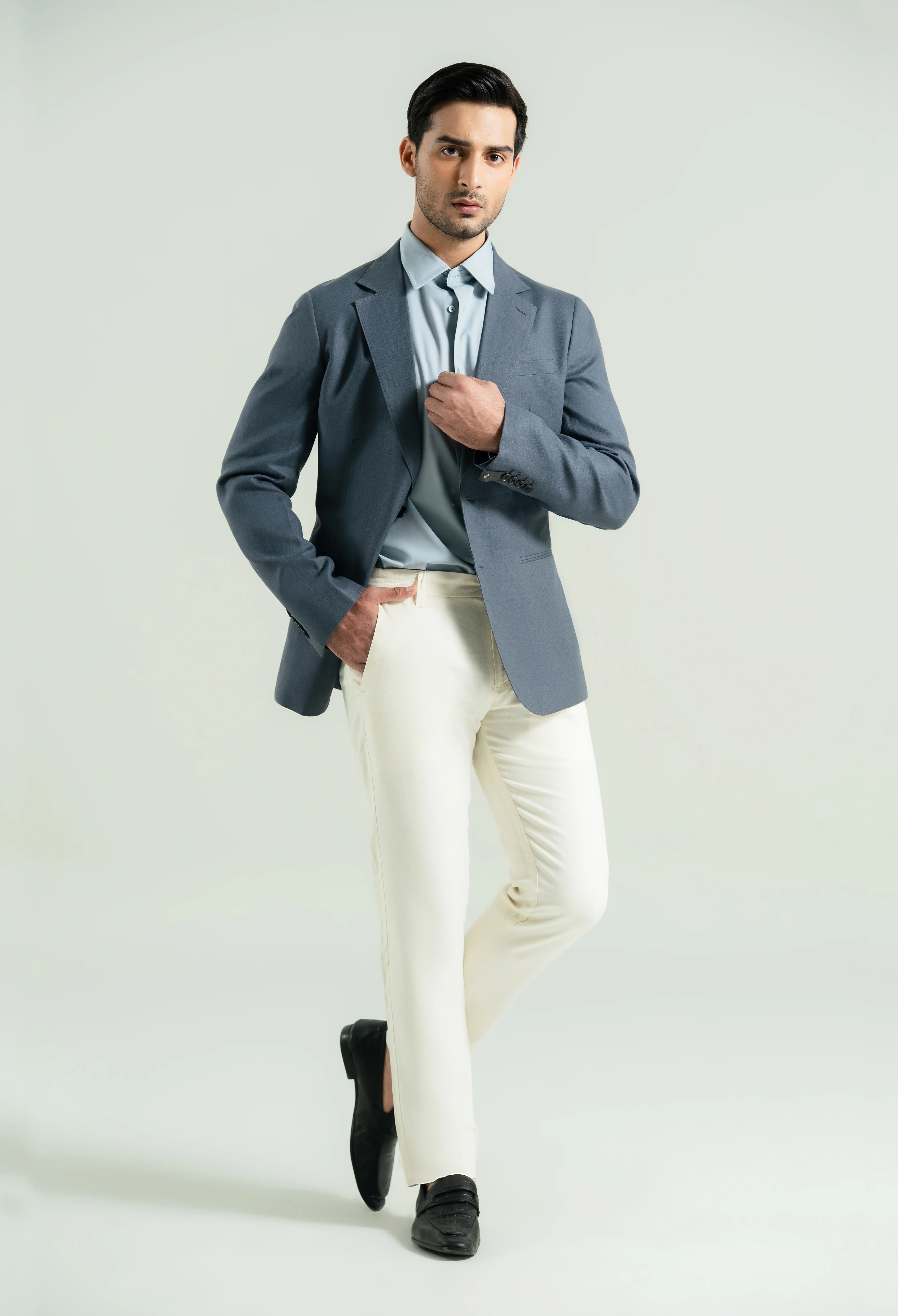 Space Grey Linen Twill Blazer - Image 4