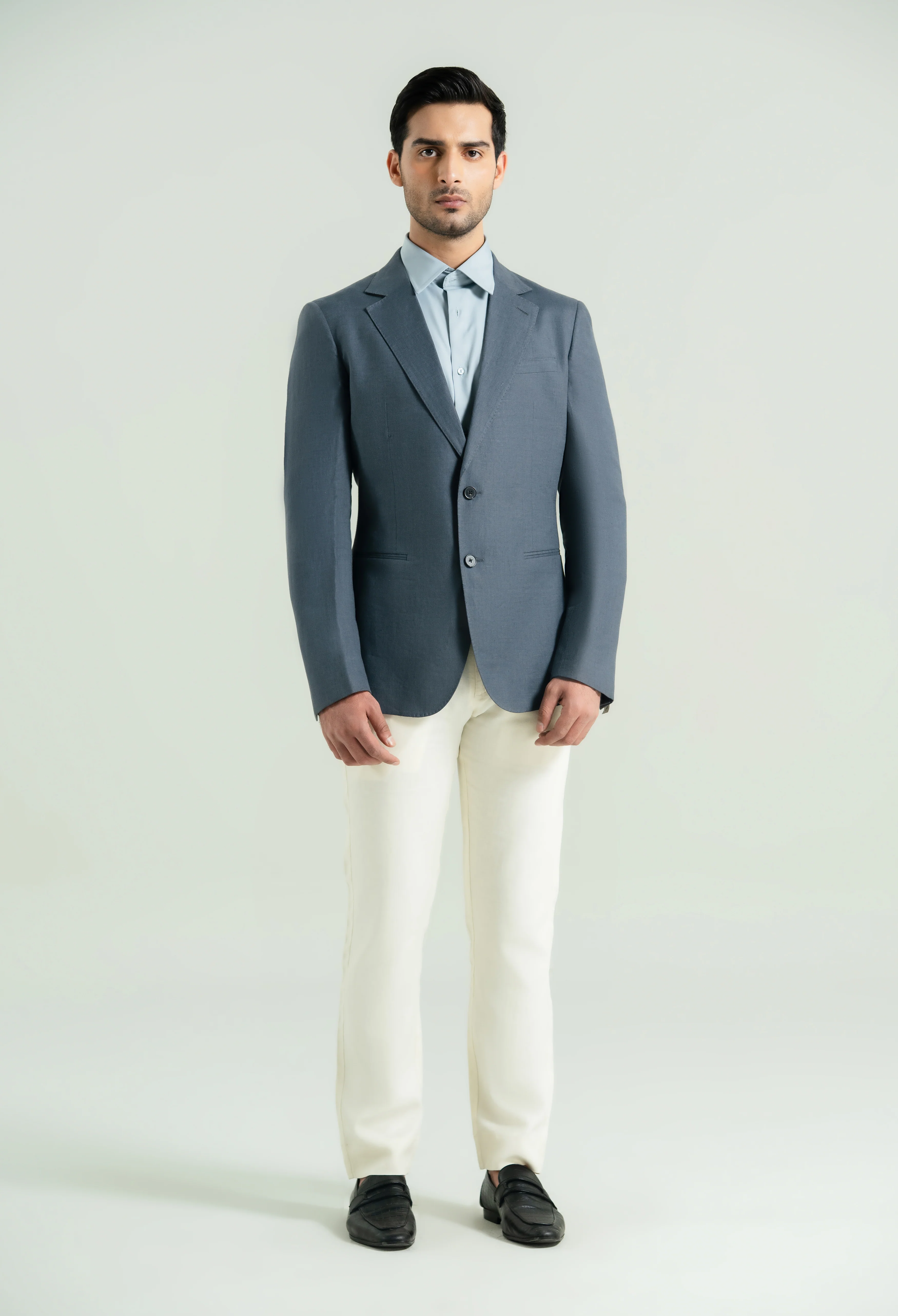 Space Grey Linen Twill Blazer - Image 6