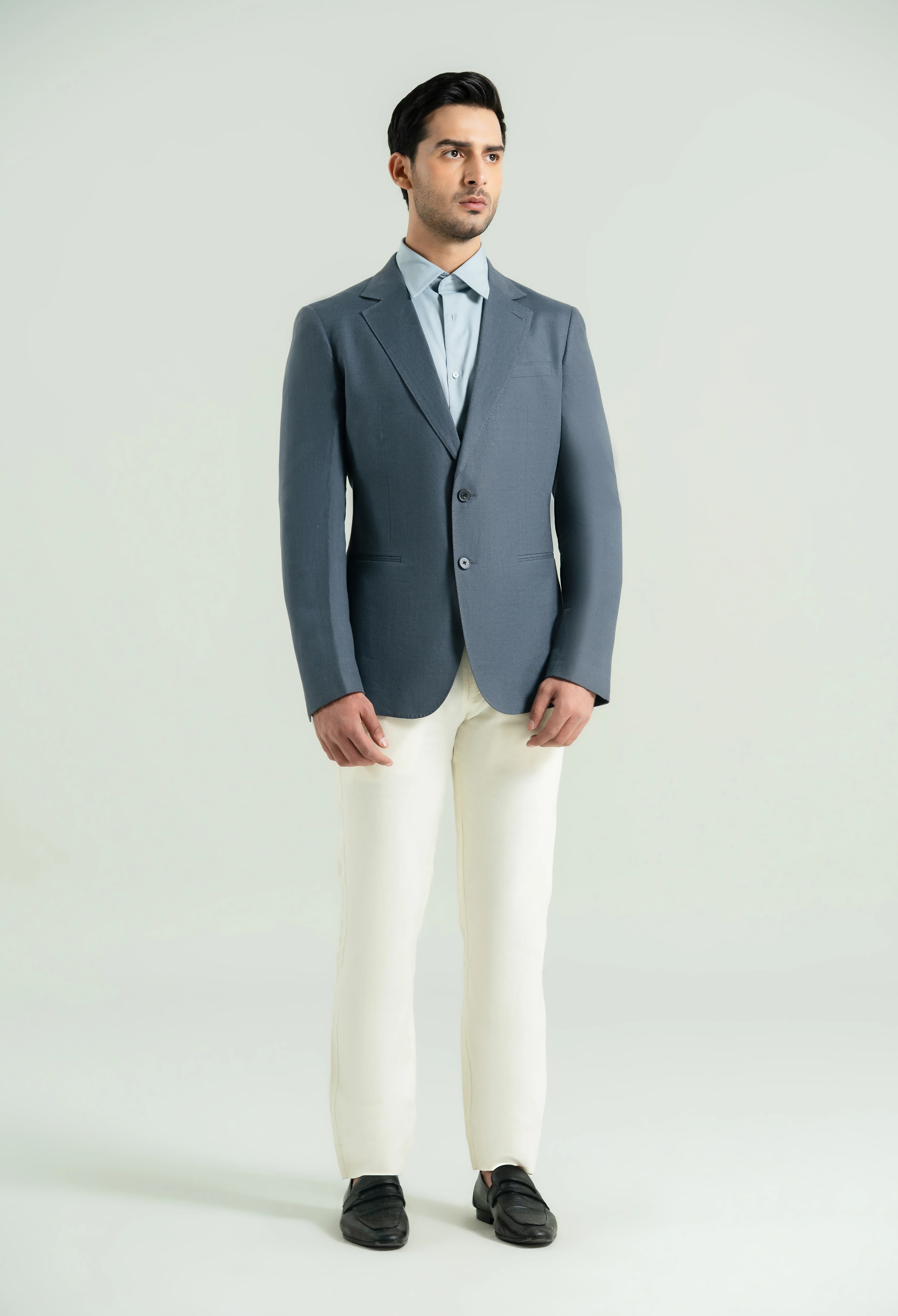 Space Grey Linen Twill Blazer - Image 7