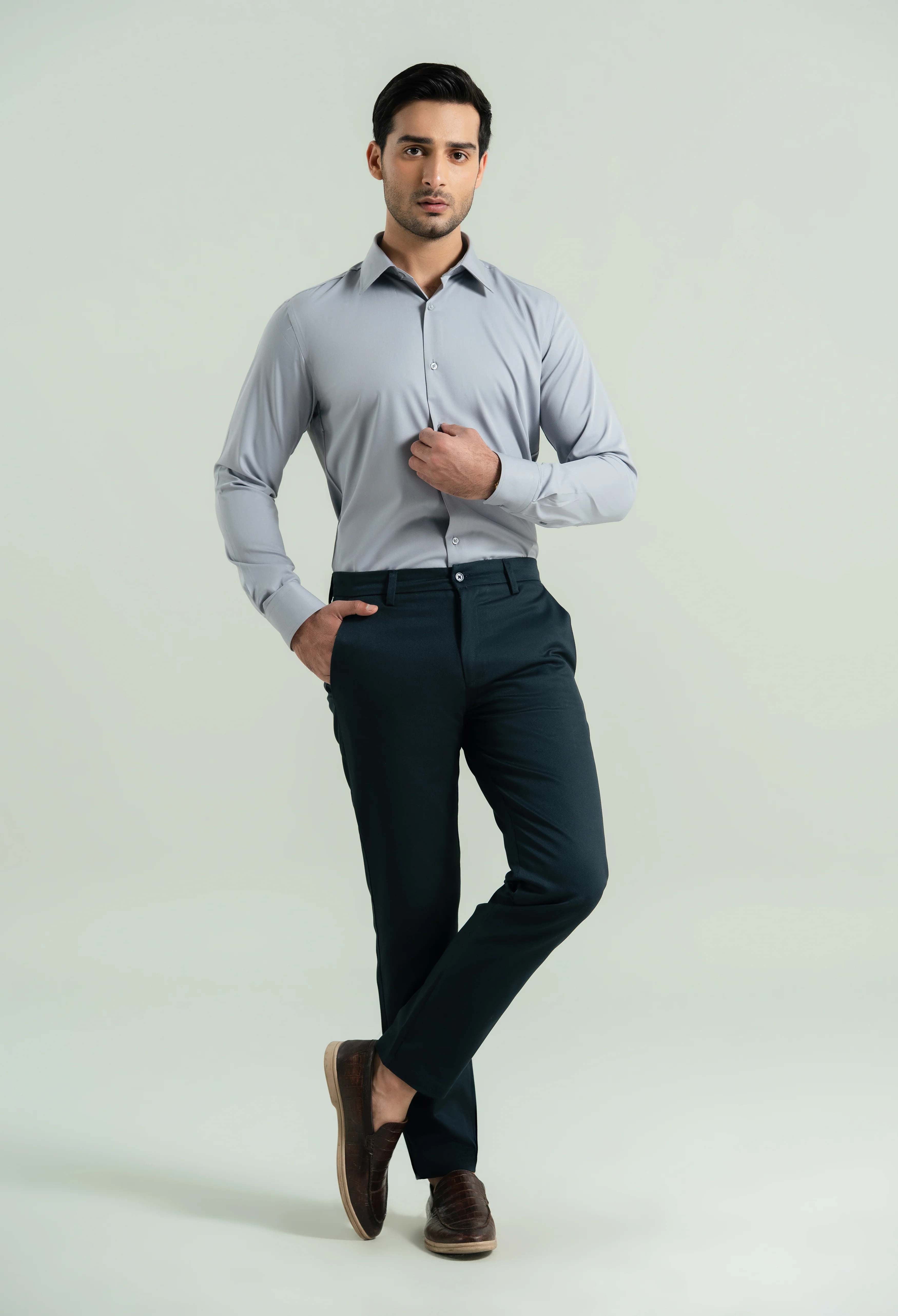 Steel Grey Semi Formal Shirt - Image 4