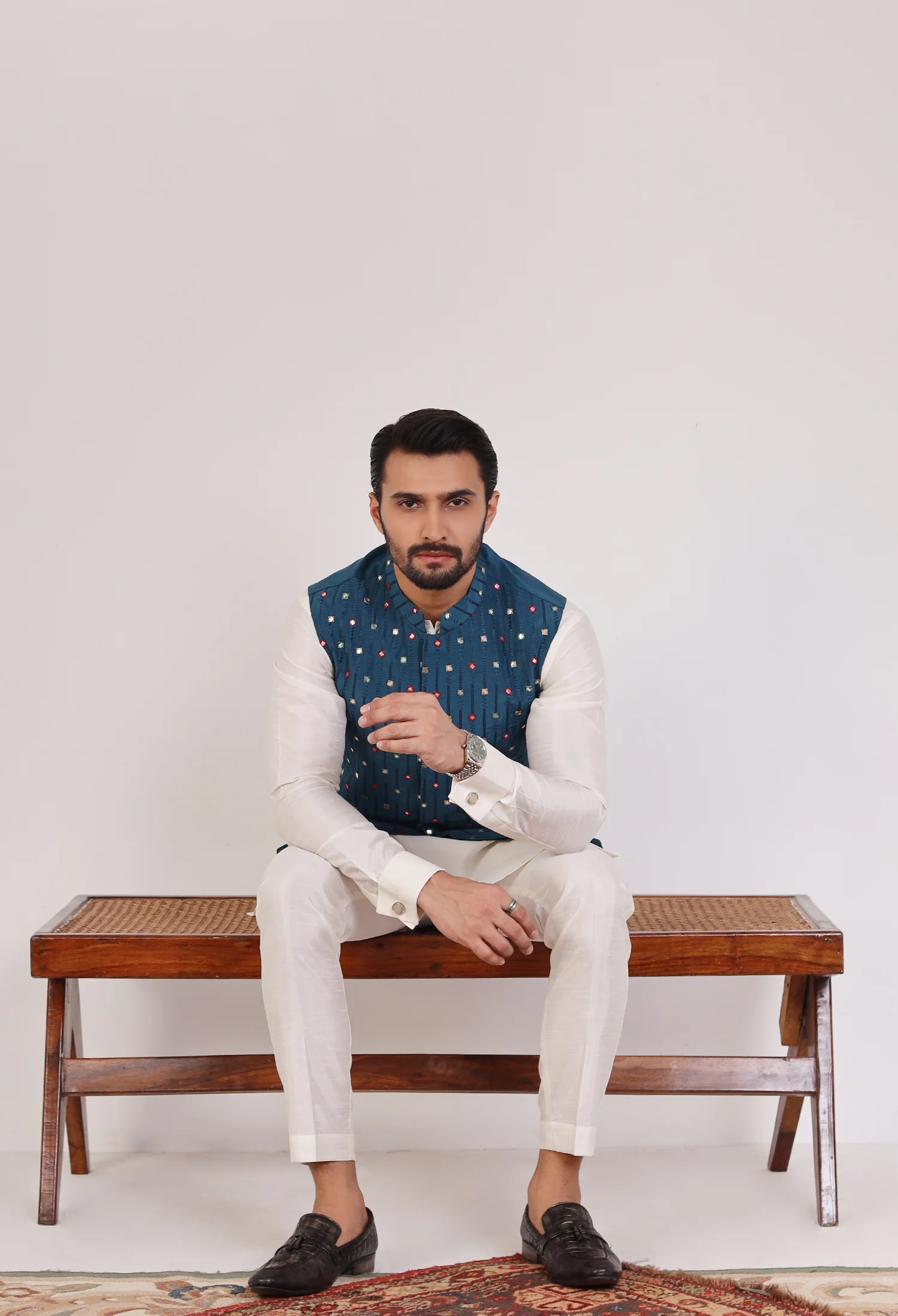 Teal Blue Waistcoat (WC-000040) - Image 3