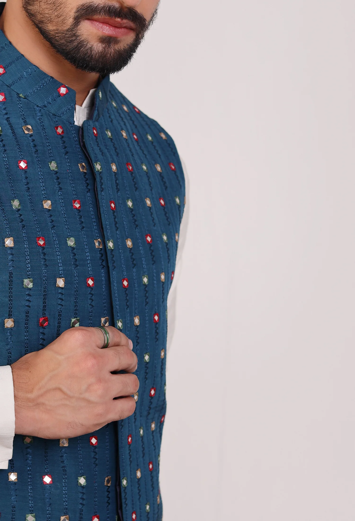 Teal Blue Waistcoat (WC-000040) - Image 5