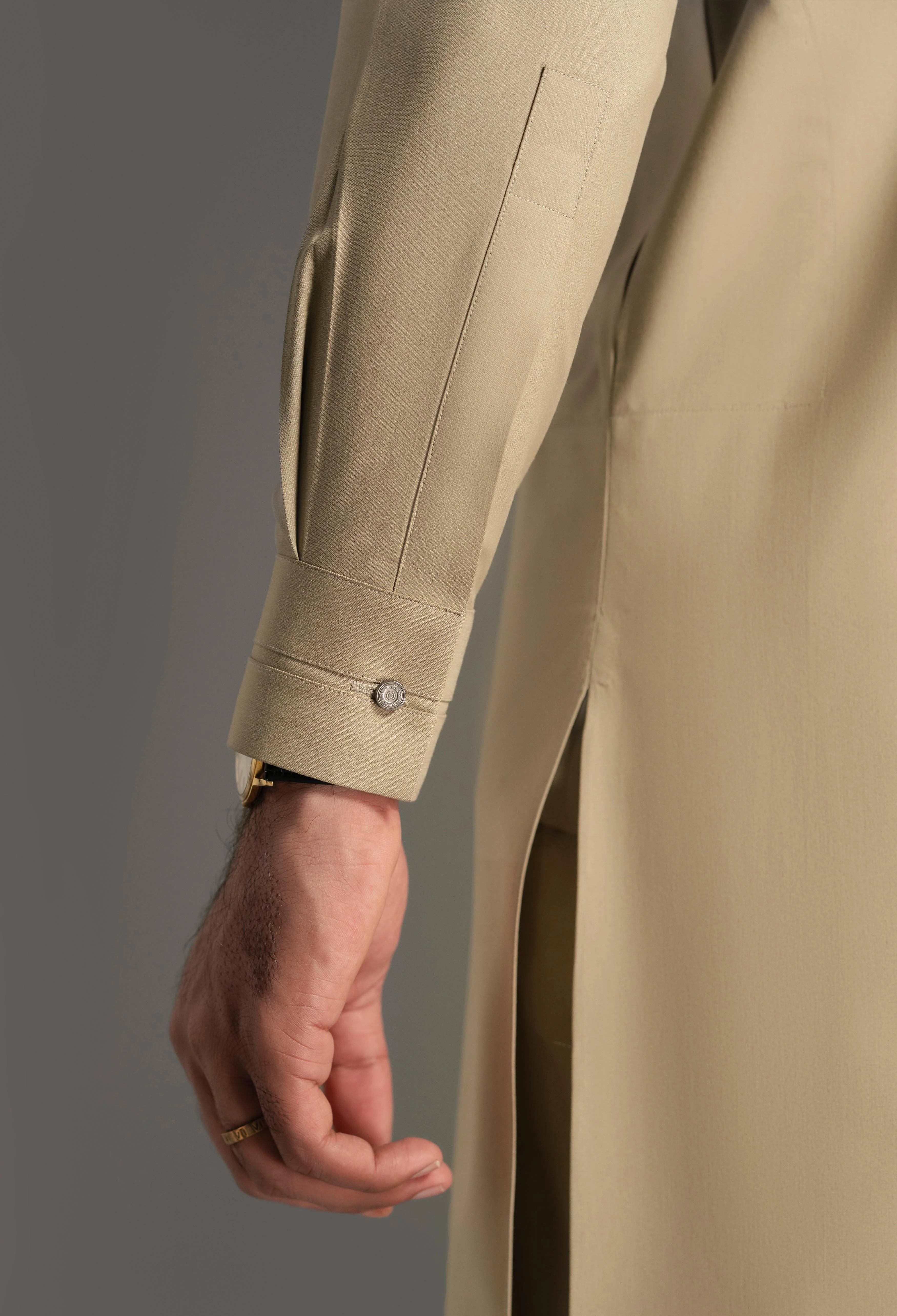 Turmeric Beige Blended Kurta Pajama - Image 4