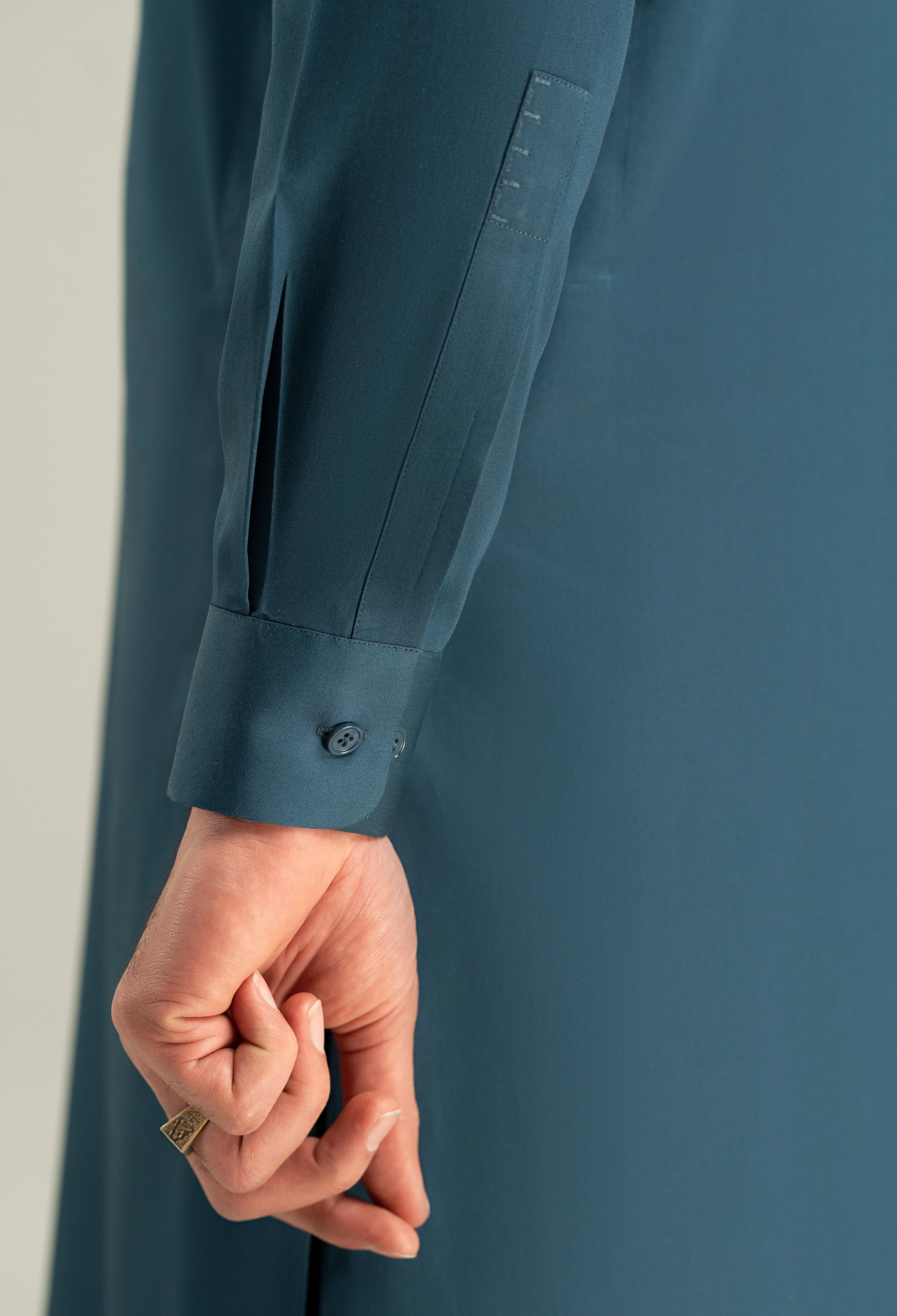 Turquoise Blue Cotton Kameez Shalwar - Image 4