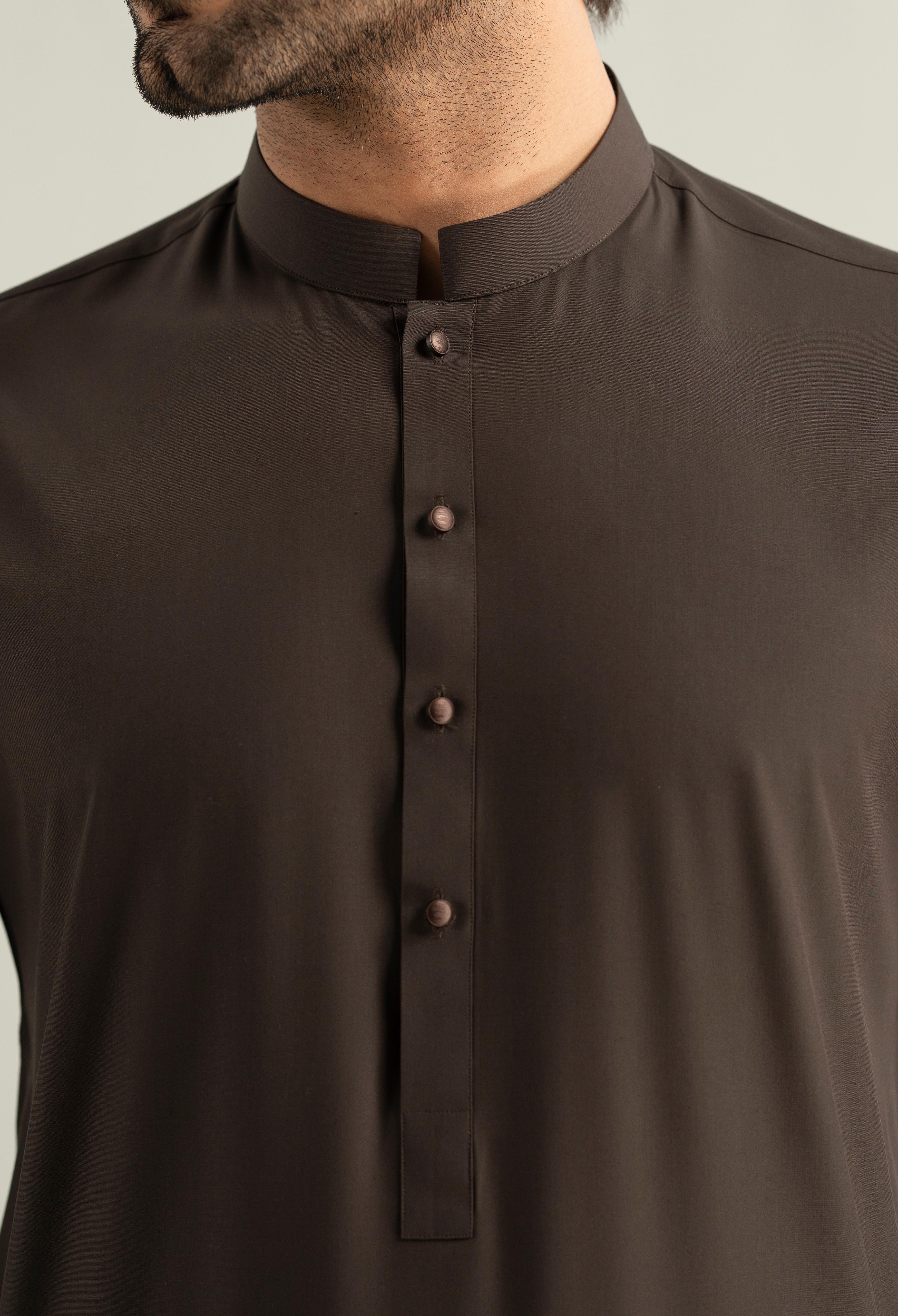 Umber Brown Blended Kameez Shalwar - Image 2