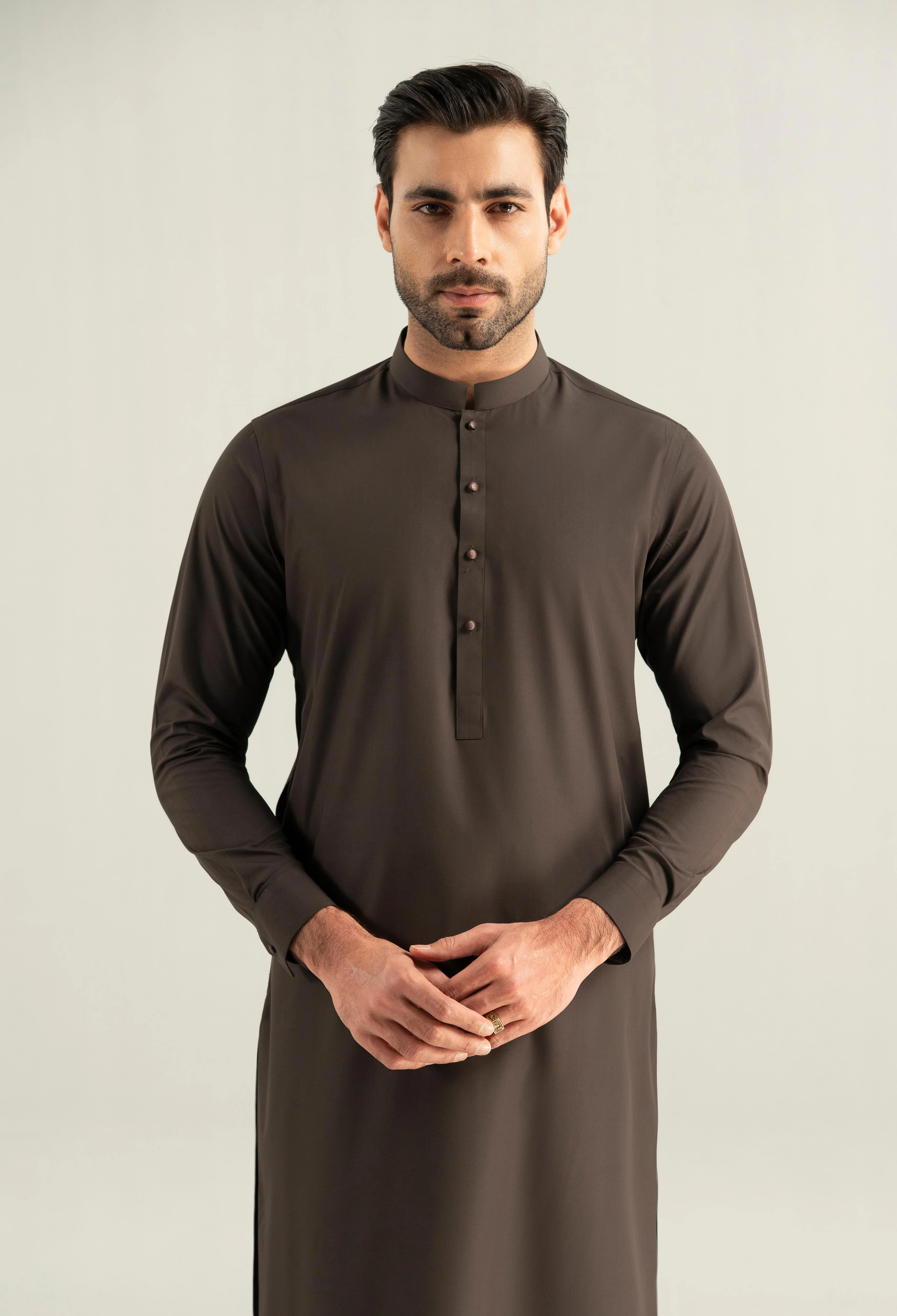 Umber Brown Blended Kameez Shalwar - Image 3