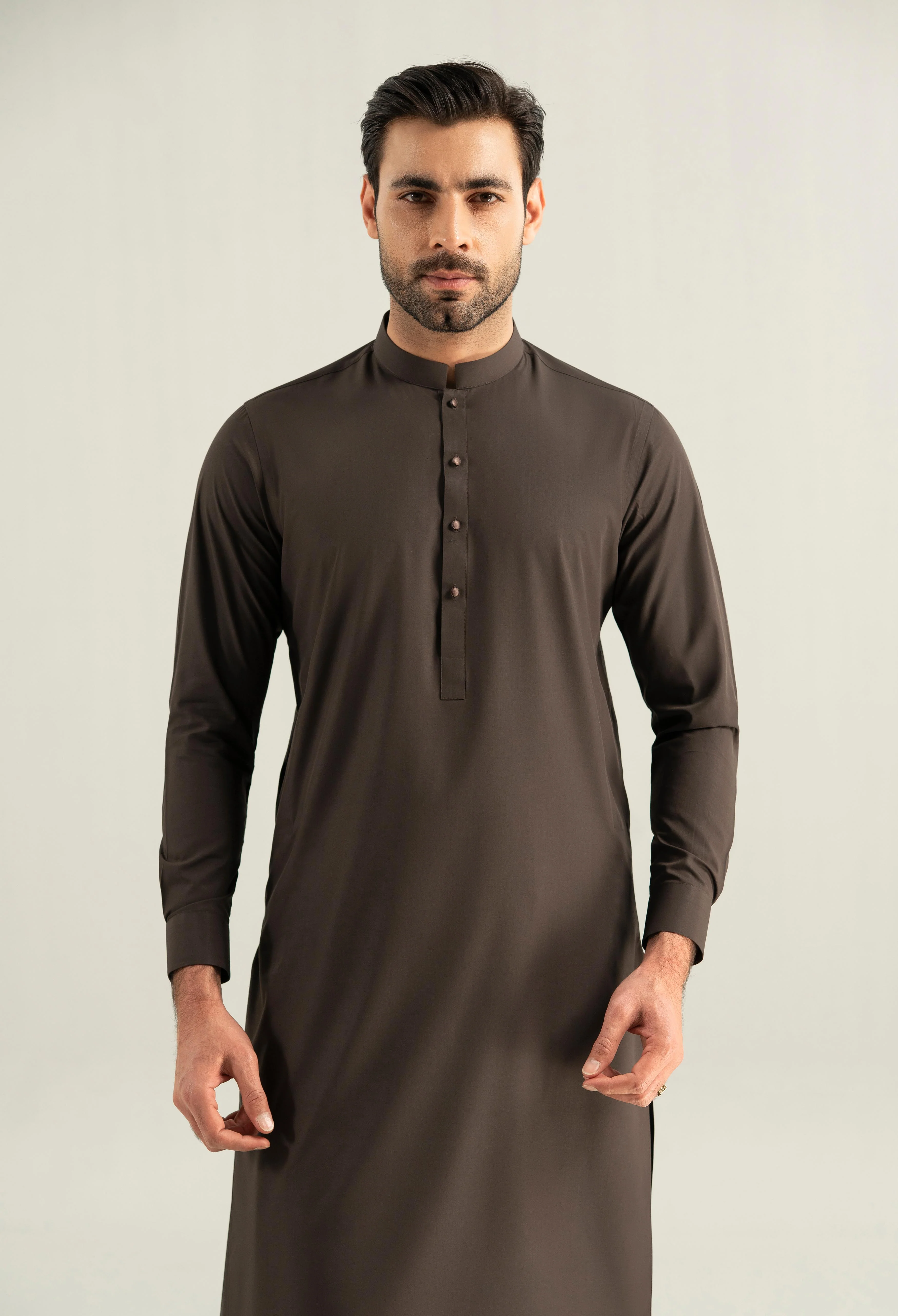 Umber Brown Blended Kameez Shalwar - Image 7