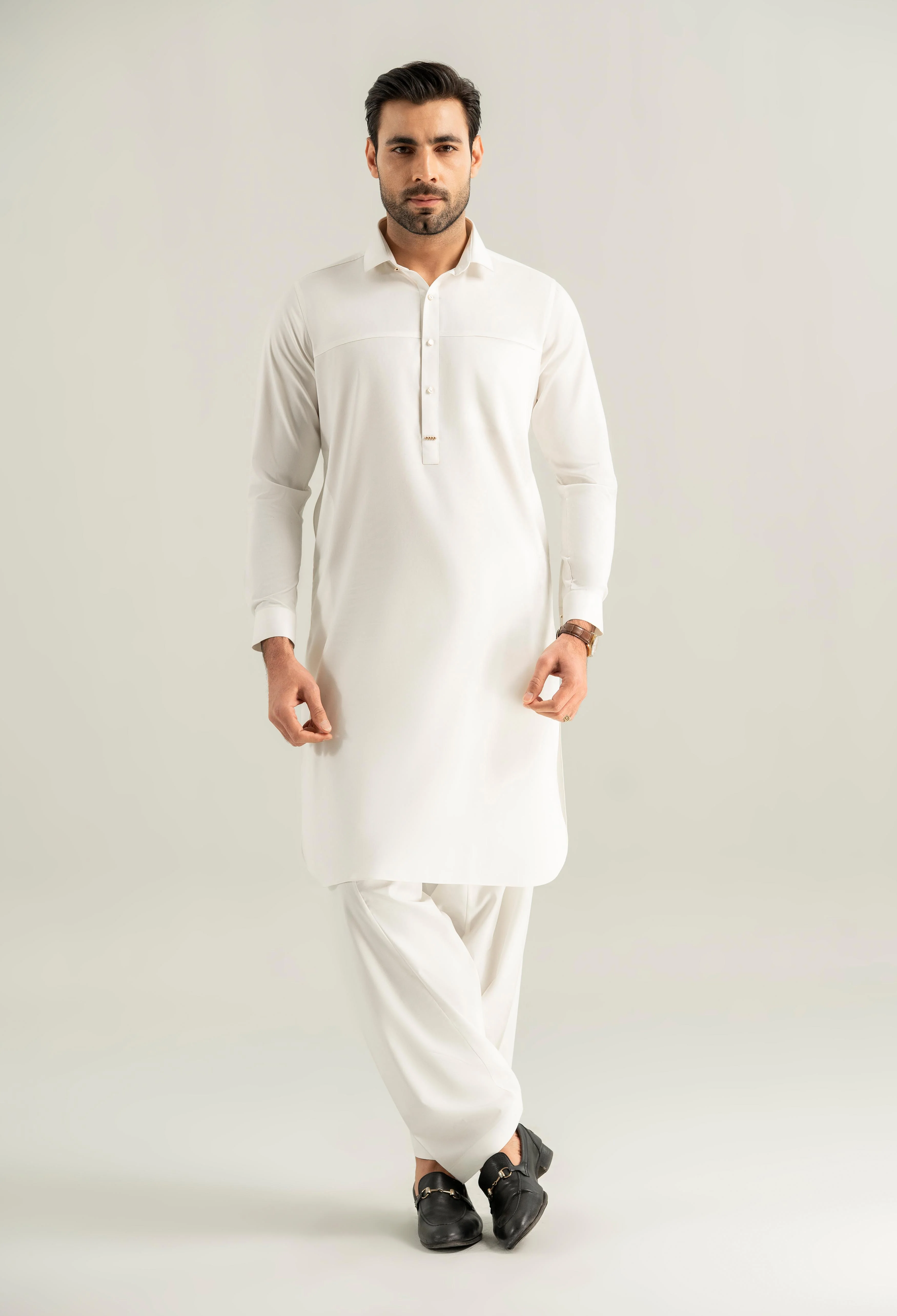 White Cotton Kameez Shalwar - Image 3