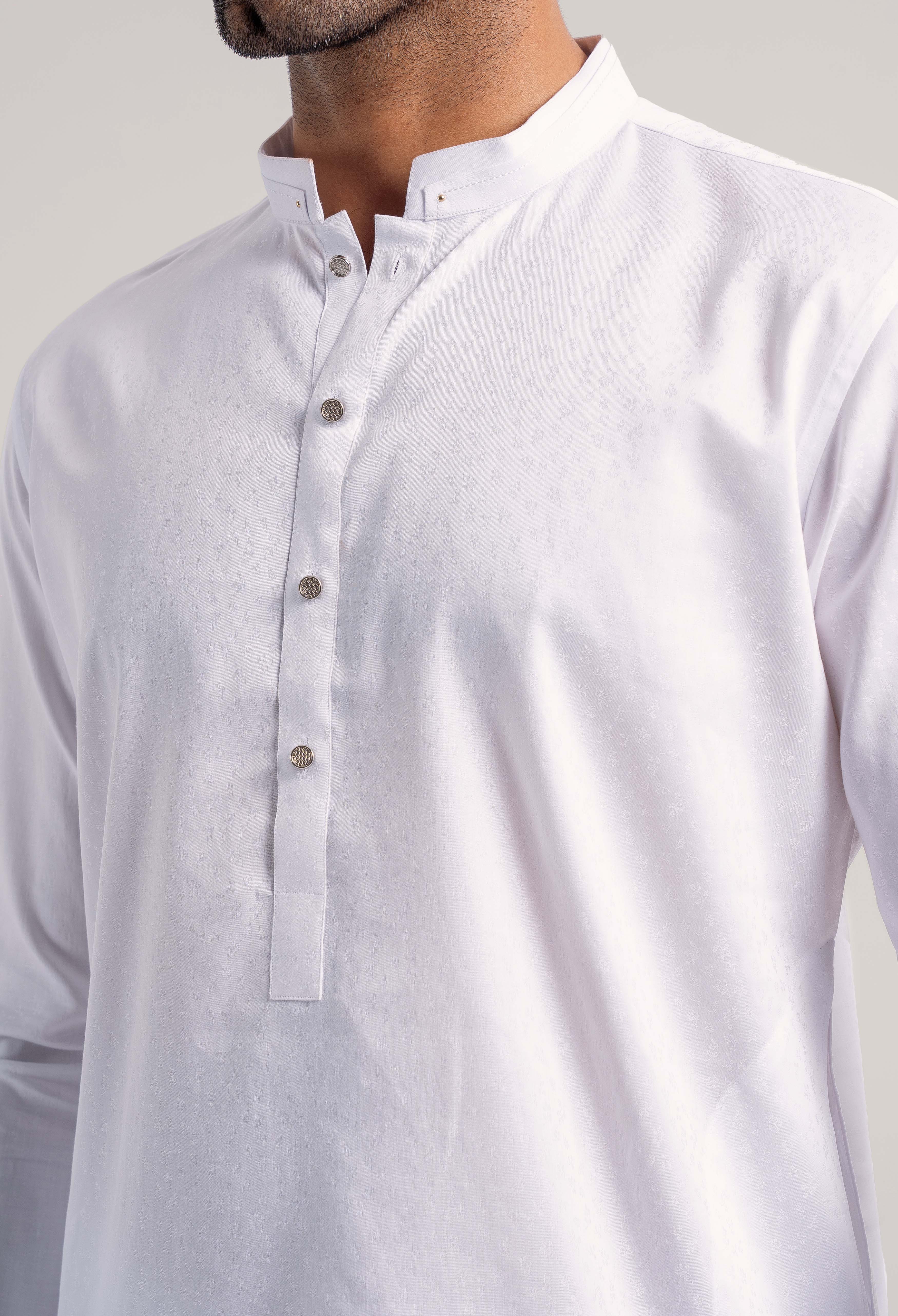 Egg White cotton Kurta Pajama - Image 3